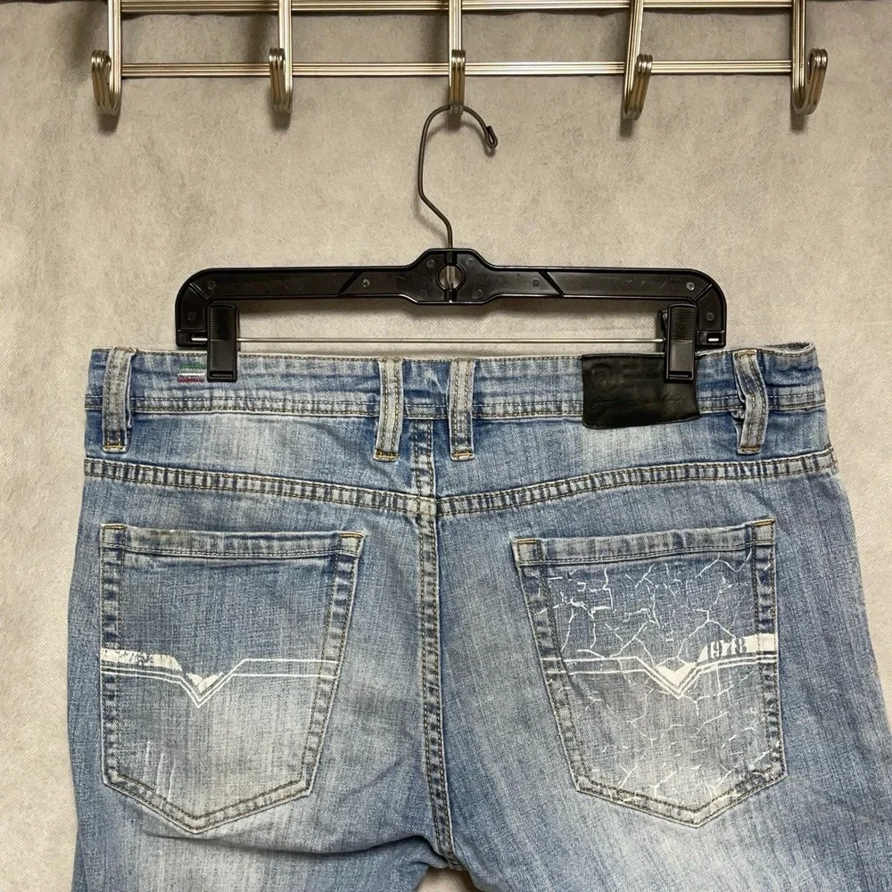 Diesel X Adidas Jeans Men 36X31 Blue Italy ADI-LARKEE Distressed Denim Straight